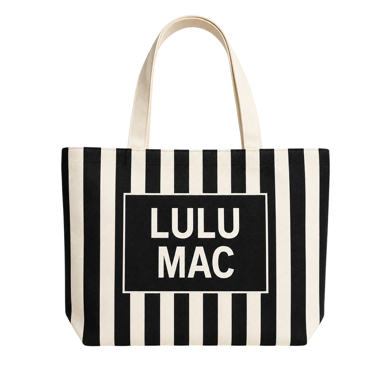 Lulu Mac Canvas Tote LM-BG-1002-Black/White Stripe