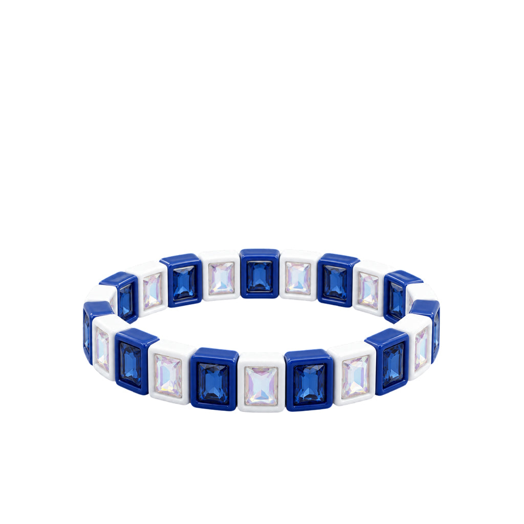 BR-RS-1002 Royal/White Rhinestone Bracelet
