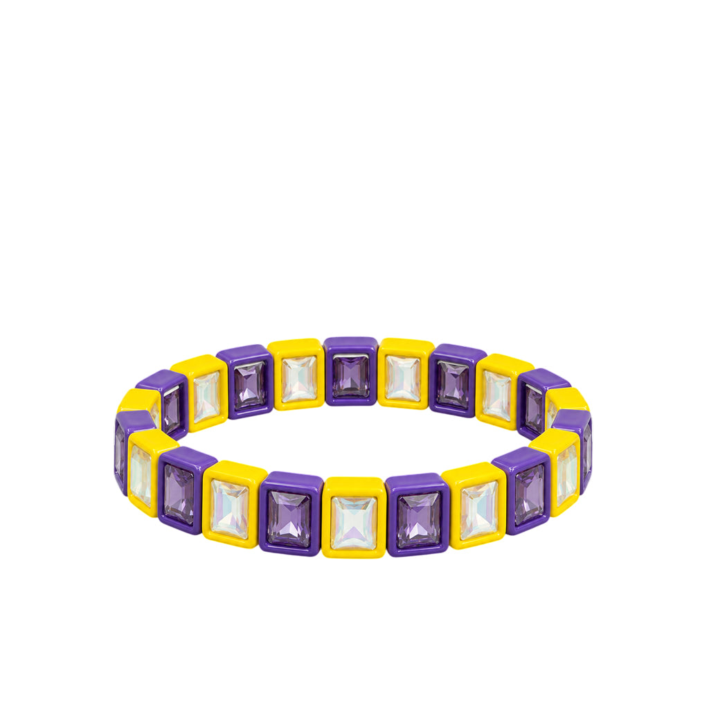 BR-RS-1002 Purple/Yellow Rhinestone Bracelet