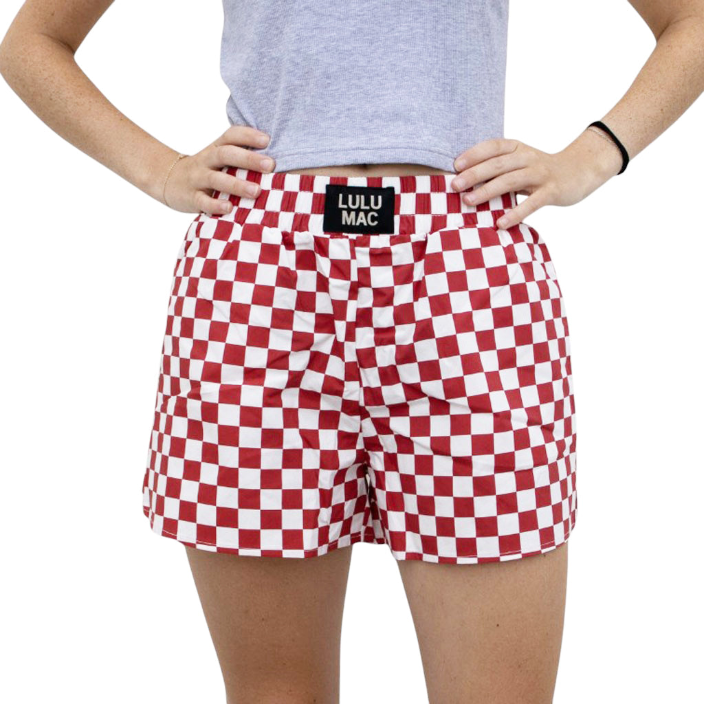 BXCK-CRIMSON WHITE CHECK BOXER SHORT