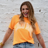 LM-CHK-1000 Checkered Adult Bright Orange Comfort Colors Tee