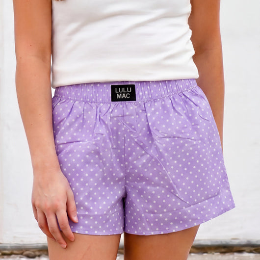 BXMPD- LAVENDER MINI POLKA DOT BOXER