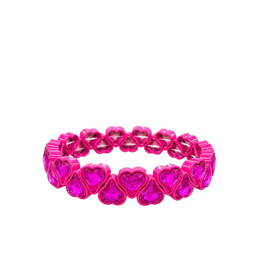 BR-RS-HEART Heart Rhinestone Bracelet - Hot Pink