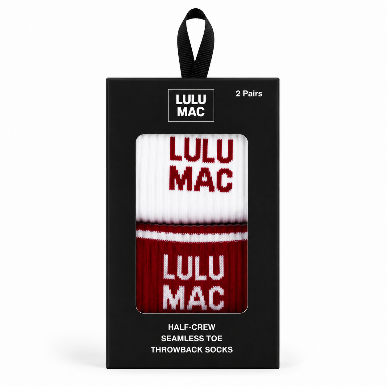 LM-SO-1000 Lulu Mac Socks 2 Pair Box- CRIMSON/CRIMSON