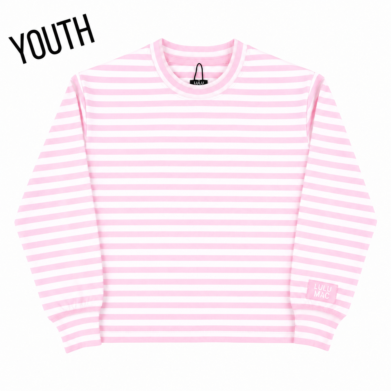 KD-MC-STRIPE MONO-TAG PATCH YOUTH LONG SLEEVE TOP-LIGHT PINK