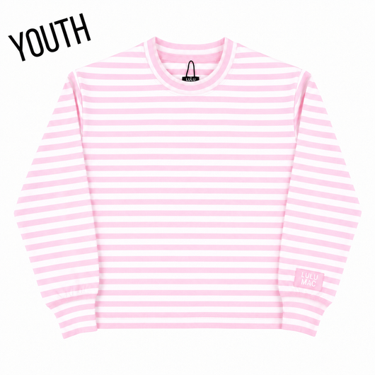 KD-MC-STRIPE MONO-TAG PATCH YOUTH LONG SLEEVE TOP-LIGHT PINK