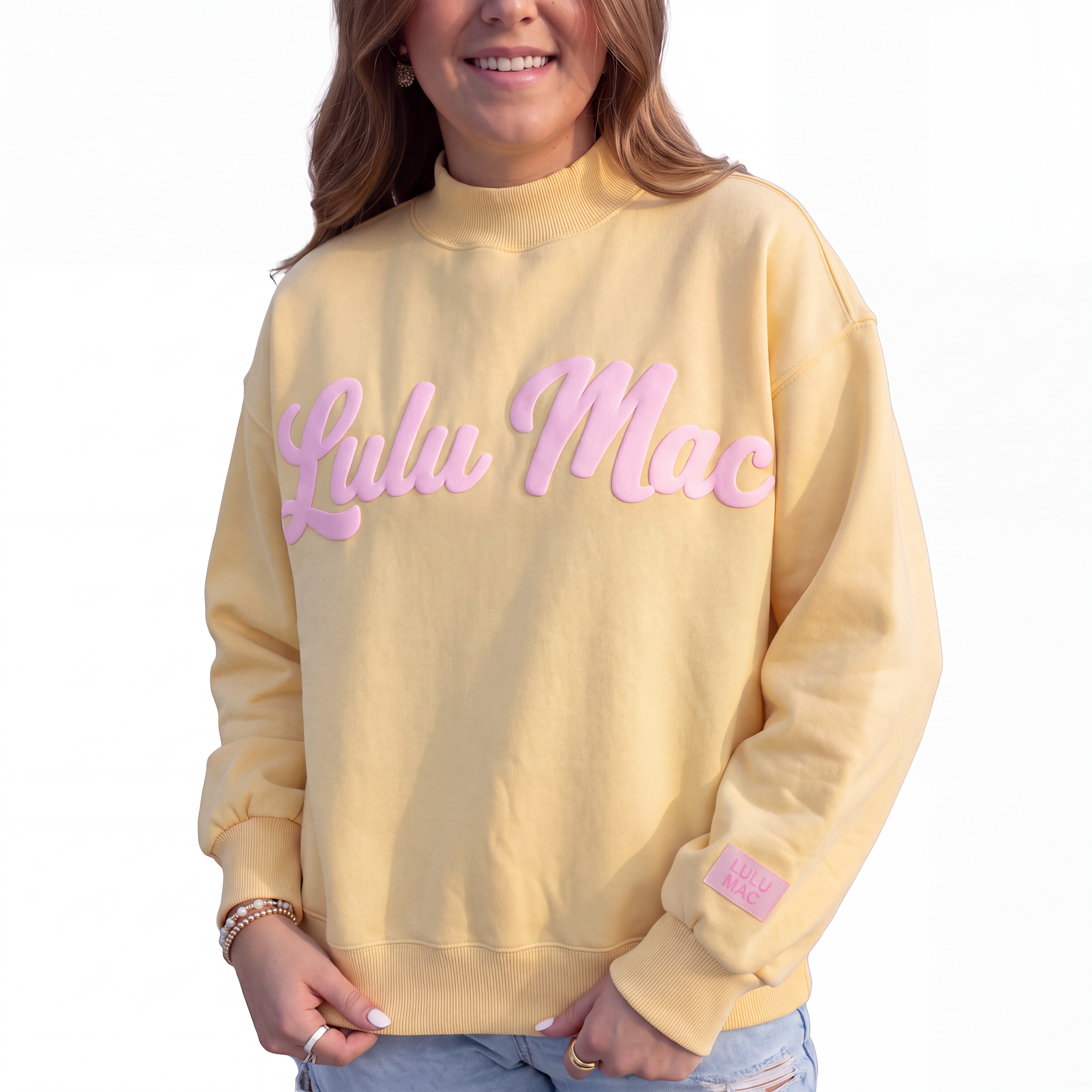 LM-SW-1020 Butter Sweatshirt/Light Pink Script