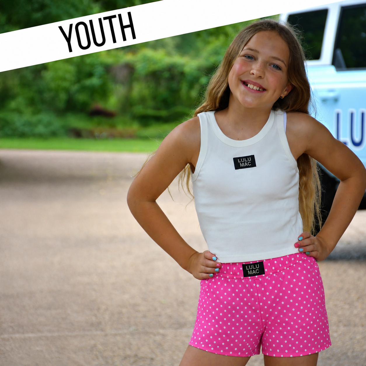 LM-KSH-1010-Bubblegum Mini Polka Dot KIDS SHORTS