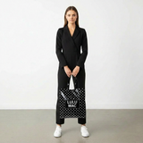 LM-BG-1004 REUSABLE TOTE-BLACK WHITE DOTS