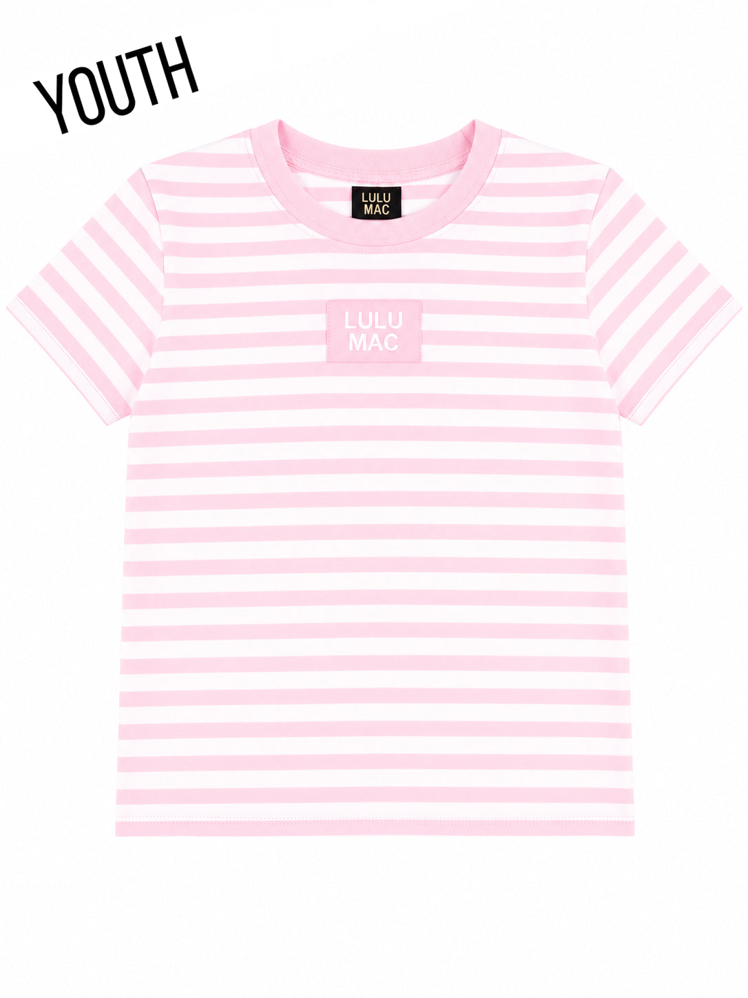 KD-MC-STRIPE MONO-TAG PATCH YOUTH BABY DOLL TOP-LIGHT PINK