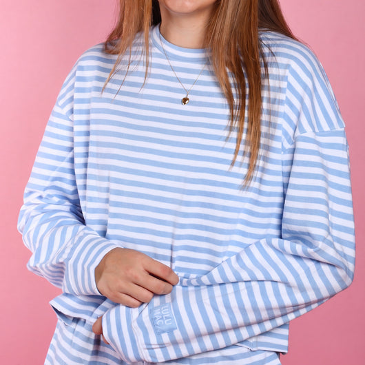 LM-MC-STRIPE MONO-TAG LONGSLEEVE TOP-LIGHT BLUE