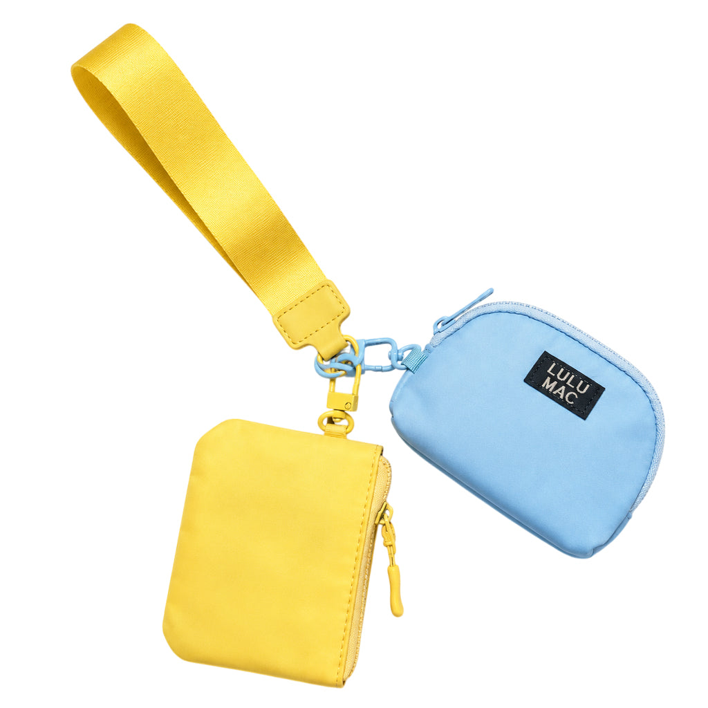 DP-8162 Butter/Light Blue Lulu Mac Double Pouch Wristlets