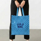 LM-BG-1004 REUSABLE TOTE-LT BLUE DARK BLUE DOTS