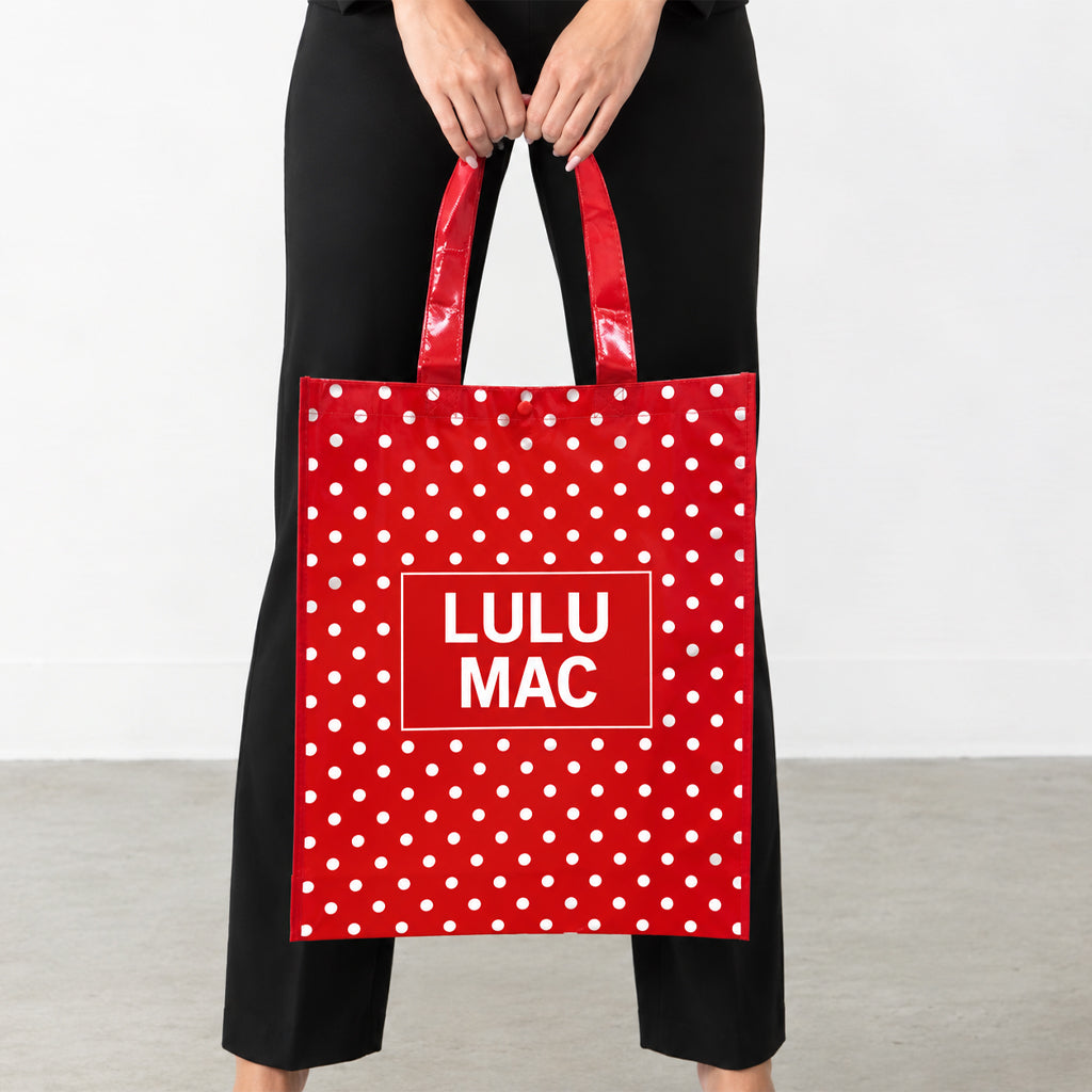 LM-BG-1004  REUSABLE TOTE - RED/WHITE DOT