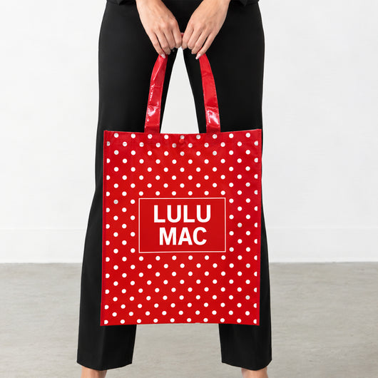 LM-BG-1004  REUSABLE TOTE - RED/WHITE DOT