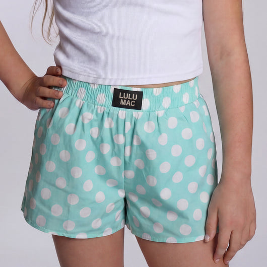 LM-KSH-1008-Mint Polka Dot KIDS SHORTS