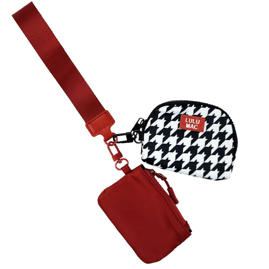 DP-8162 Crimson Houndstooth Lulu Mac Double Pouch Wristlet