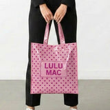 LM-BG-1004 REUSABLE TOTE-LIGHT PINK HOT PINK DOT