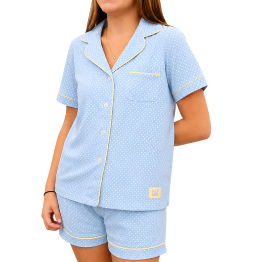 LM-PJ-1000 LIGHT BLUE/BUTTER DOT
