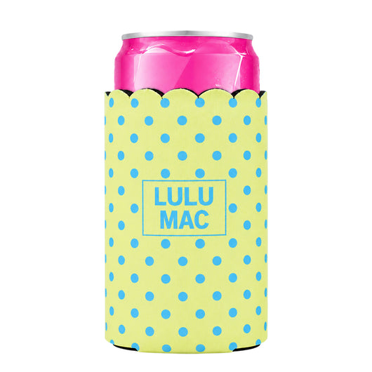 LM-SKZ-1005 Slim Can Koozie Yellow/Blue Dot