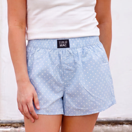 BXMPD- LIGHT BLUE MINI POLKA DOT BOXER