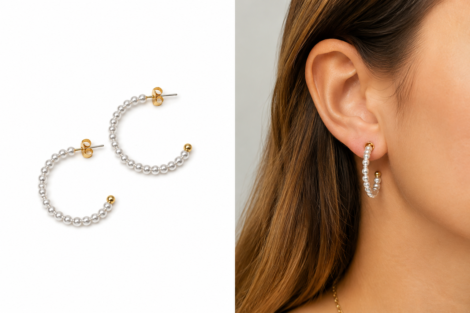 ER-HP-1000 PEARL HOOP EARRINGS