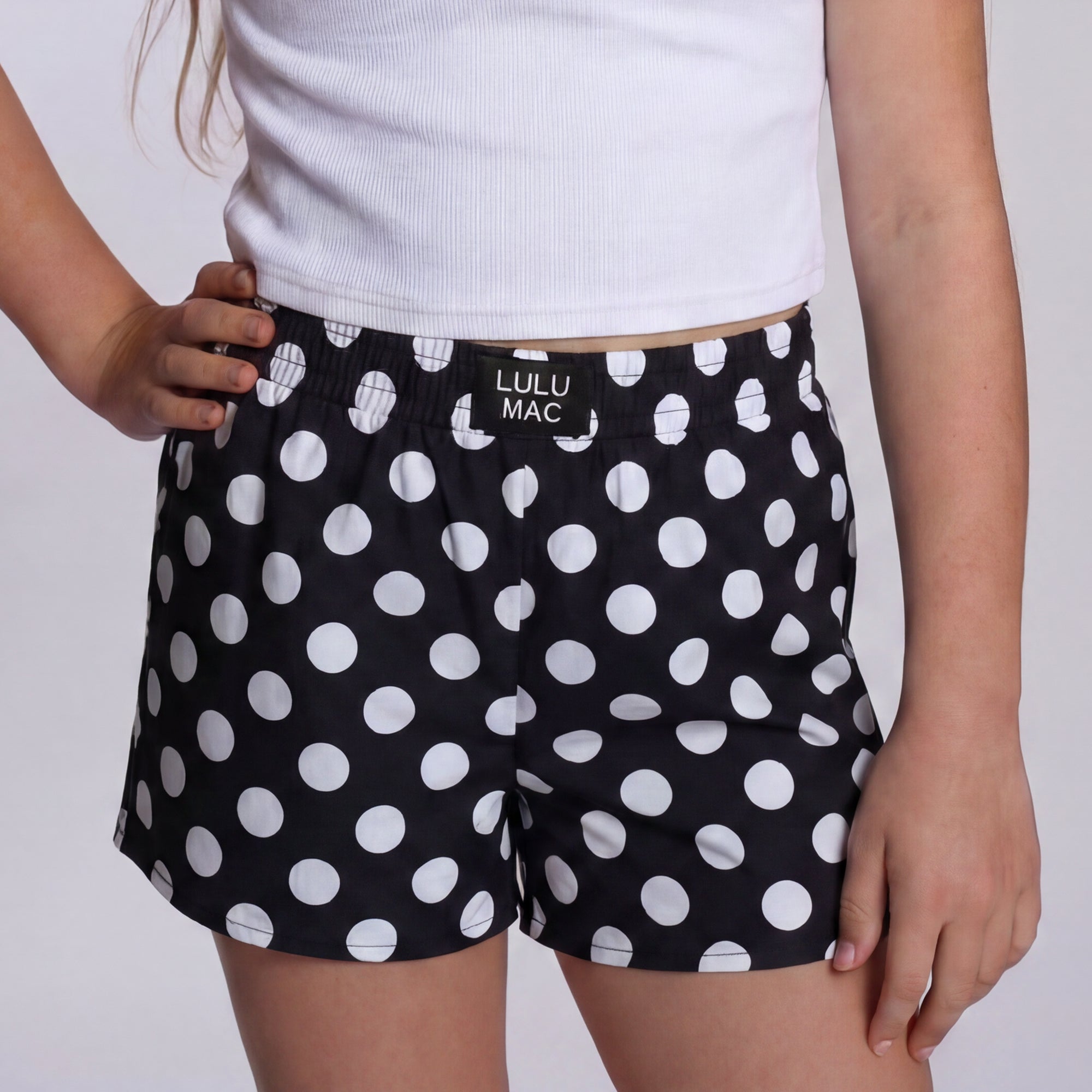 LM-KSH-1008-Black Polka Dot KIDS SHORTS