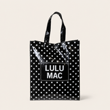 LM-BG-1004 REUSABLE TOTE-BLACK WHITE DOTS