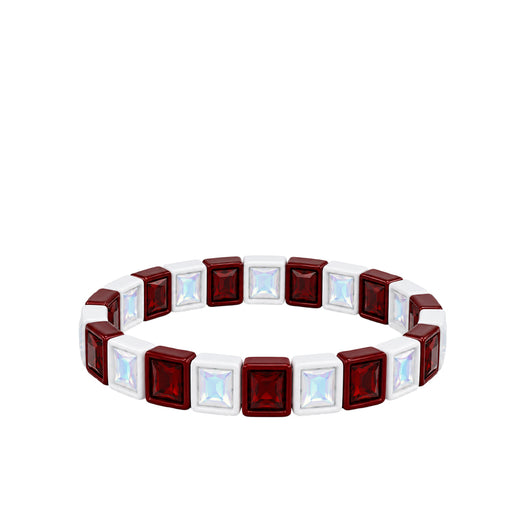 BR-RS-1002 Crimson/White Rhinestone Bracelet