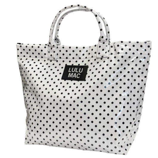 LM-BG-1003 TOTE BAG WHITE/BLACK DOT