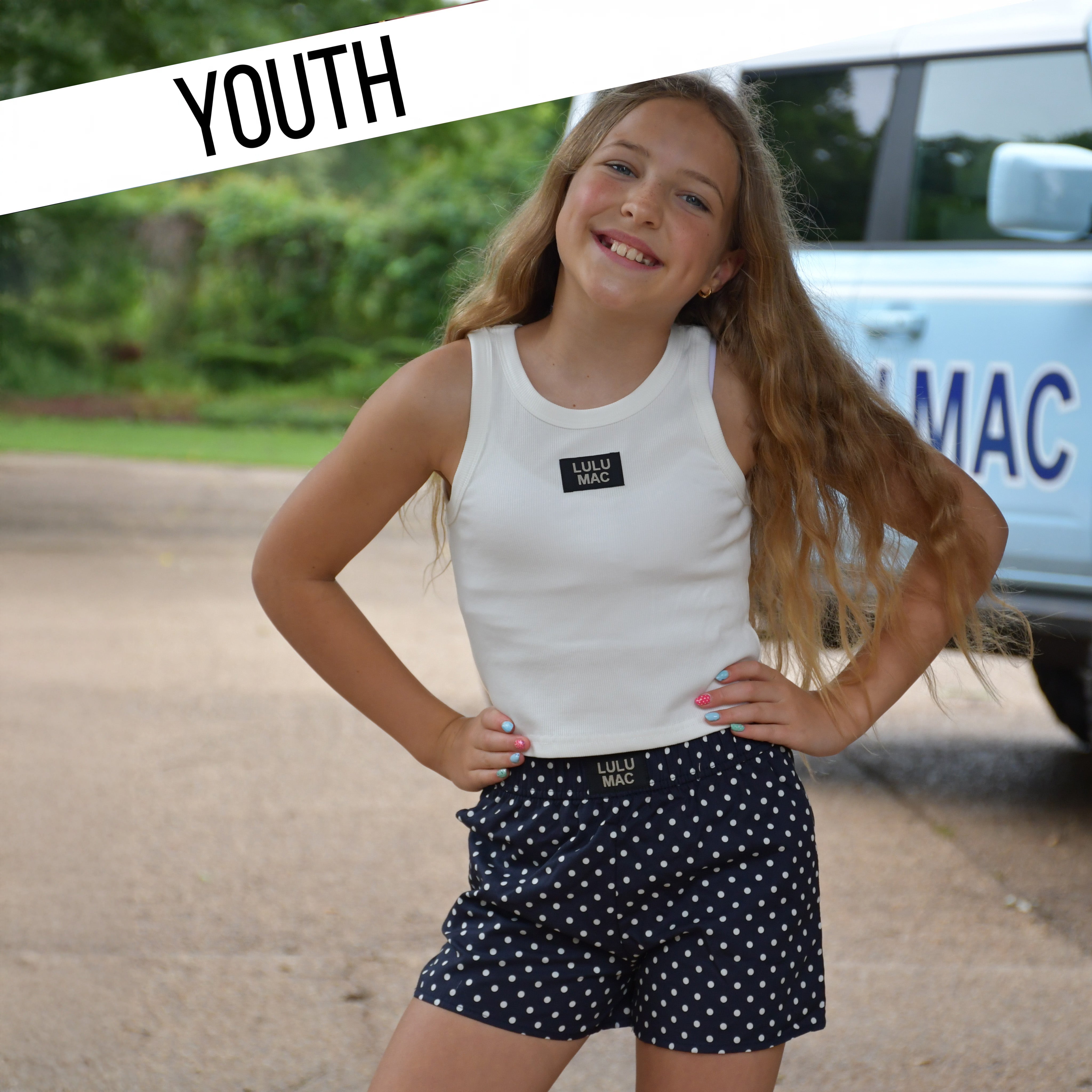 LM-KSH-1010 Navy Mini Polka Dot KIDS SHORT