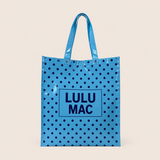 LM-BG-1004 REUSABLE TOTE-LT BLUE DARK BLUE DOTS