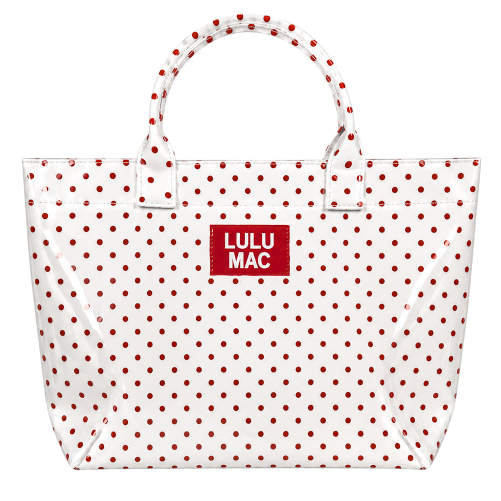 LM-BG-1003 TOTE BAG WHITE/RED DOT