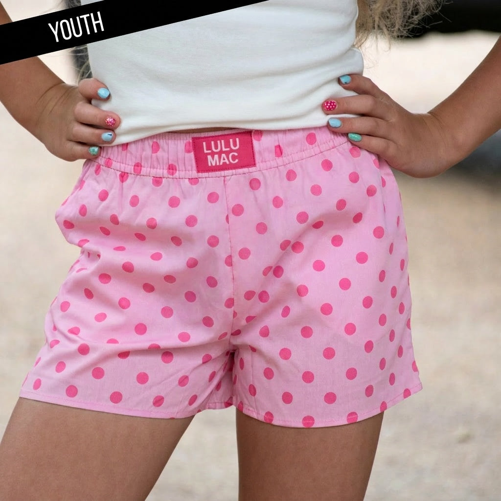 LM-KSH-1009-Light Pink/Pink Small Polka Dot KIDS SHORTS