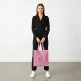 LM-BG-1004 REUSABLE TOTE-LIGHT PINK HOT PINK DOT