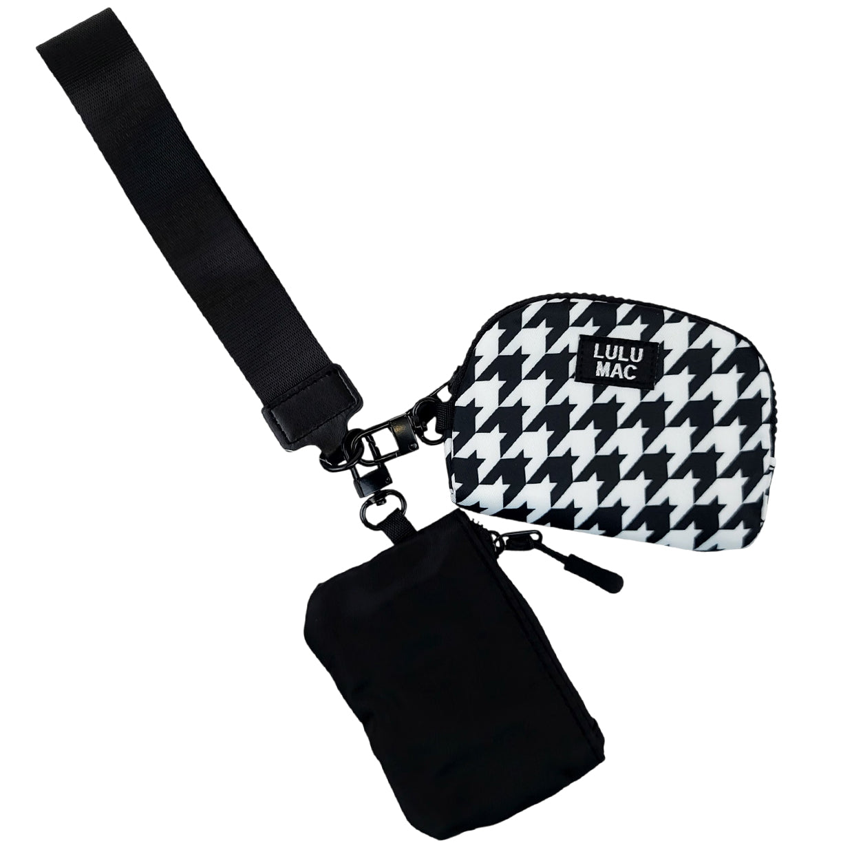 DP-8162 Black Houndstooth Lulu Mac Double Pouch Wristlet