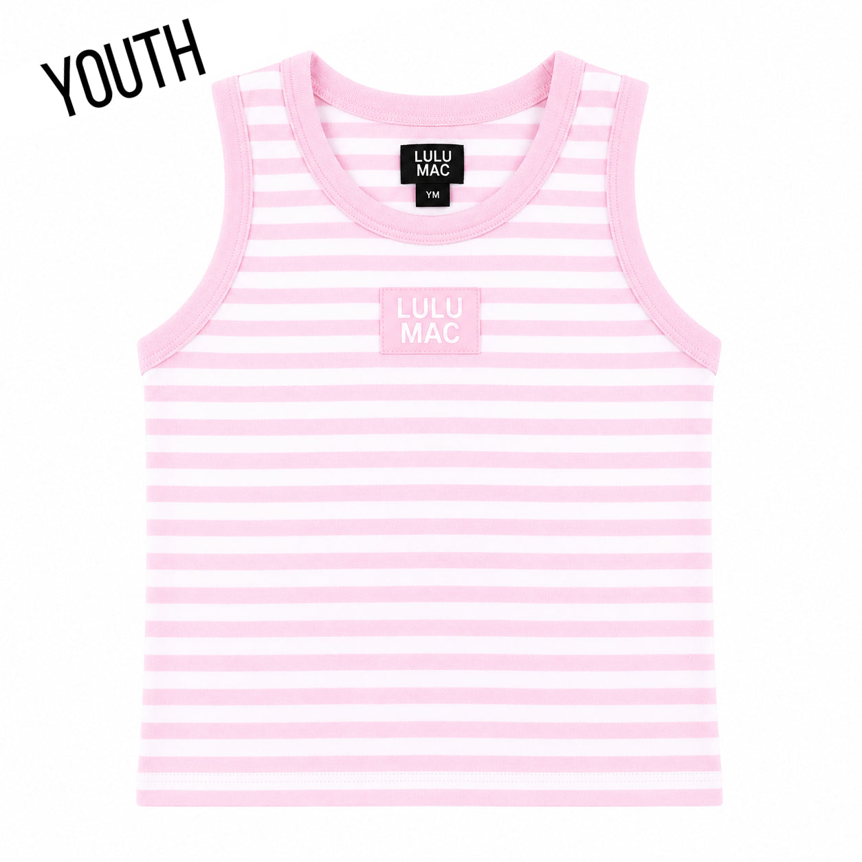 KD-MC-STRIPE MONO-TAG PATCH YOUTH TANK-LIGHT PINK