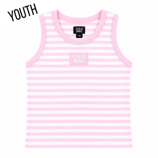 KD-MC-STRIPE MONO-TAG PATCH YOUTH TANK-LIGHT PINK