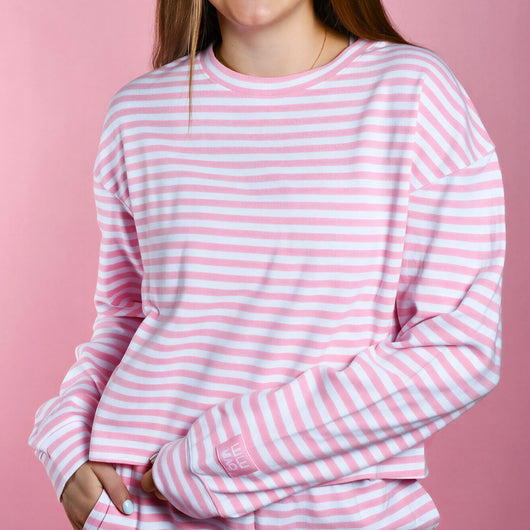 LM-MC-STRIPE MONO-TAG LONGSLEEVE TOP-LIGHT PINK