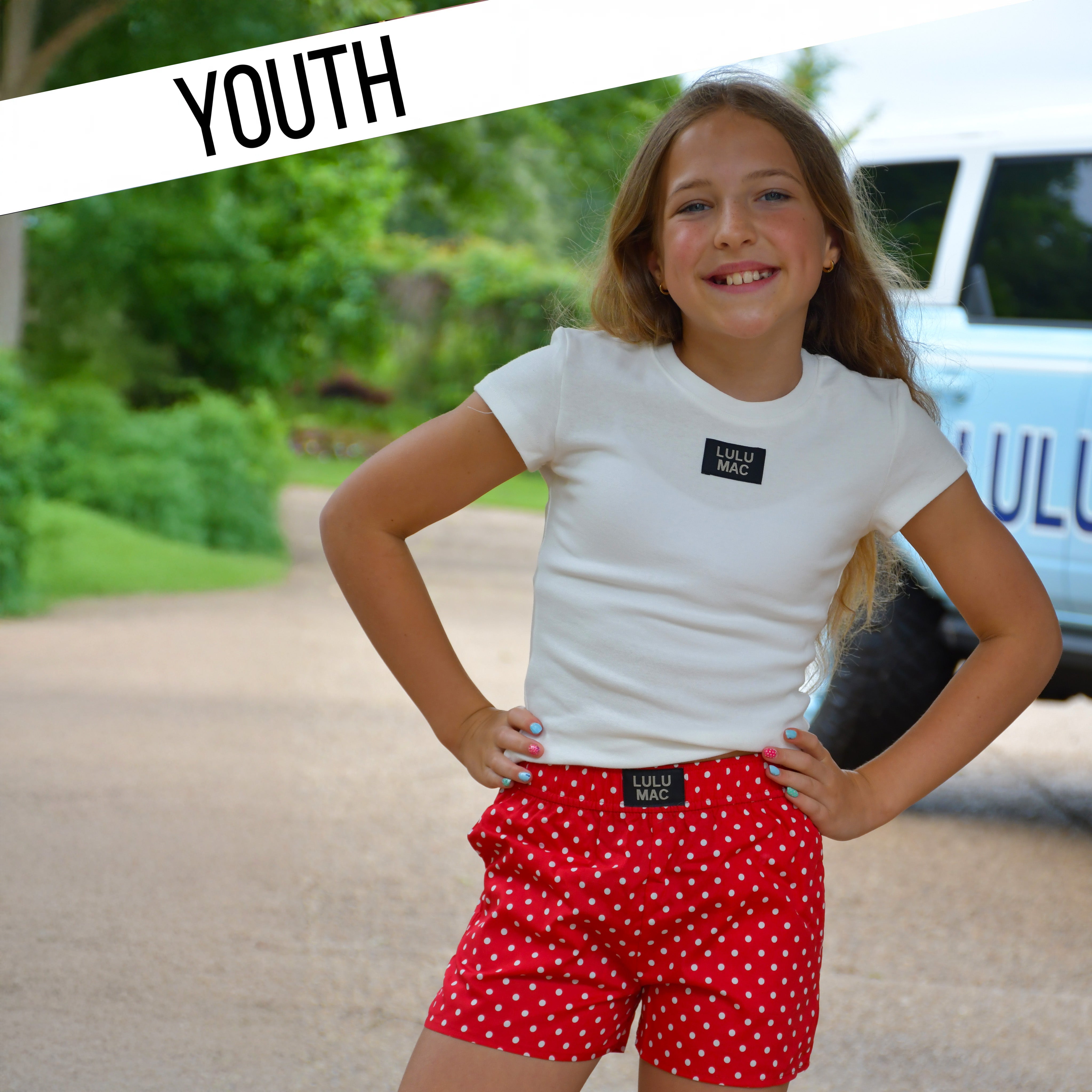 LM-KSH-1010 Red Mini Polka Dot KIDS SHORT