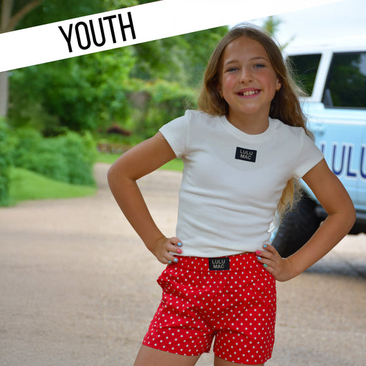 LM-KSH-1010 Red Mini Polka Dot KIDS SHORT