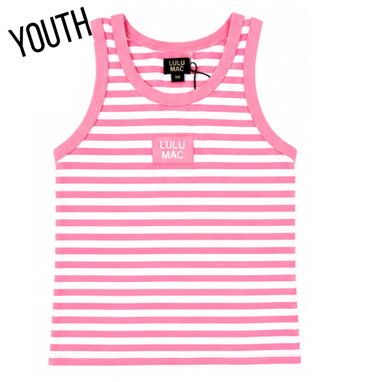 KD-MC-STRIPE MONO-TAG PATCH YOUTH TANK-NEON PINK