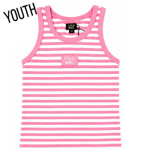 KD-MC-STRIPE MONO-TAG PATCH YOUTH TANK-NEON PINK