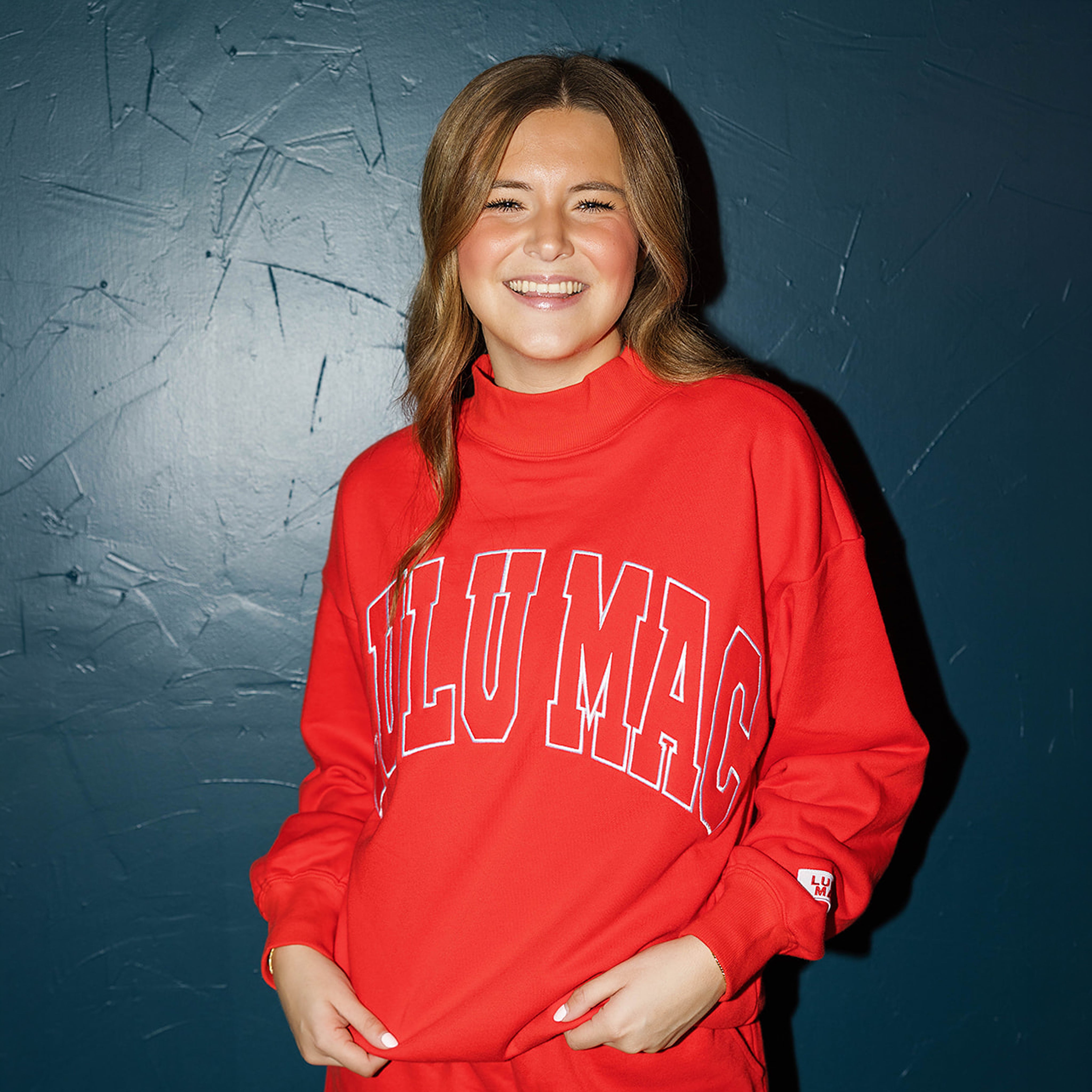 LM-TP-1002 STITCH MOCKNECK TERRY CLOTH TOP-RED