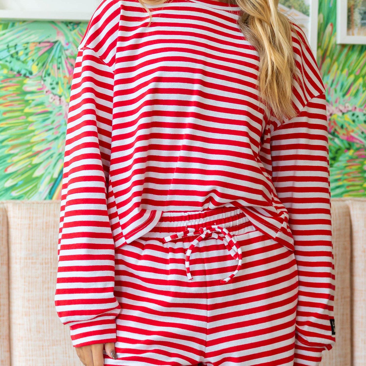 LM-STRIPE LONGSLEEVE TOP-RED