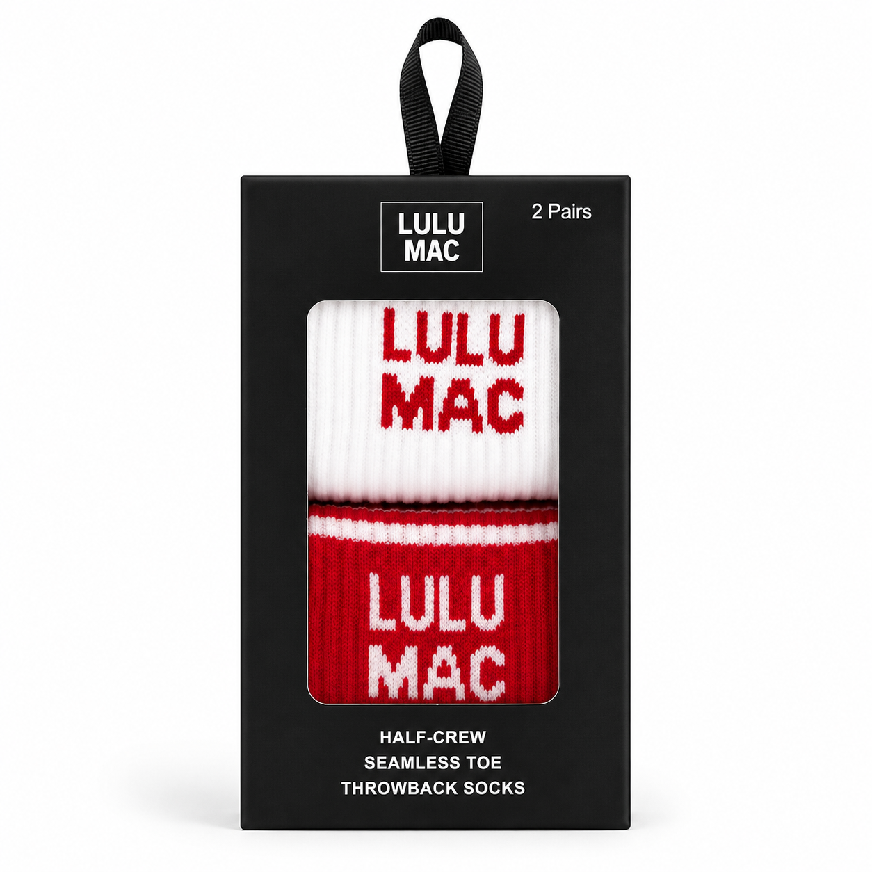 LM-SO-1000 Lulu Mac Socks 2 Pair Box-  RED/RED