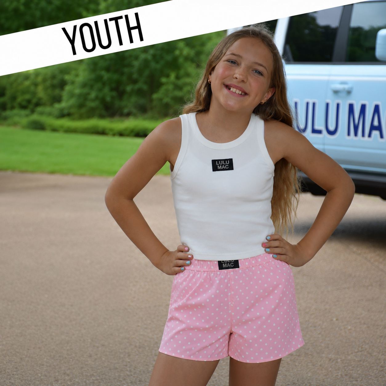 LM-KSH-1010-Light Pink Mini Polka Dot KIDS SHORTS