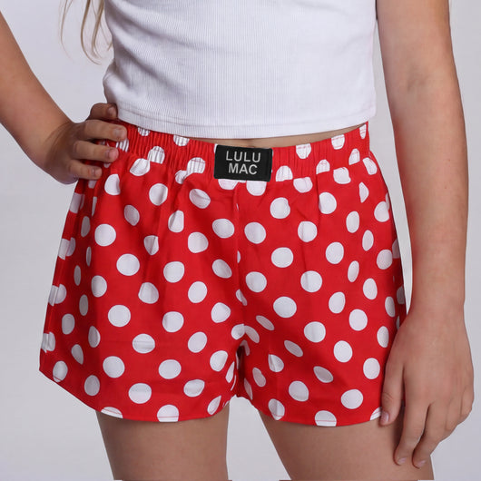 LM-KSH-1008-Red Polka Dot KIDS SHORTS