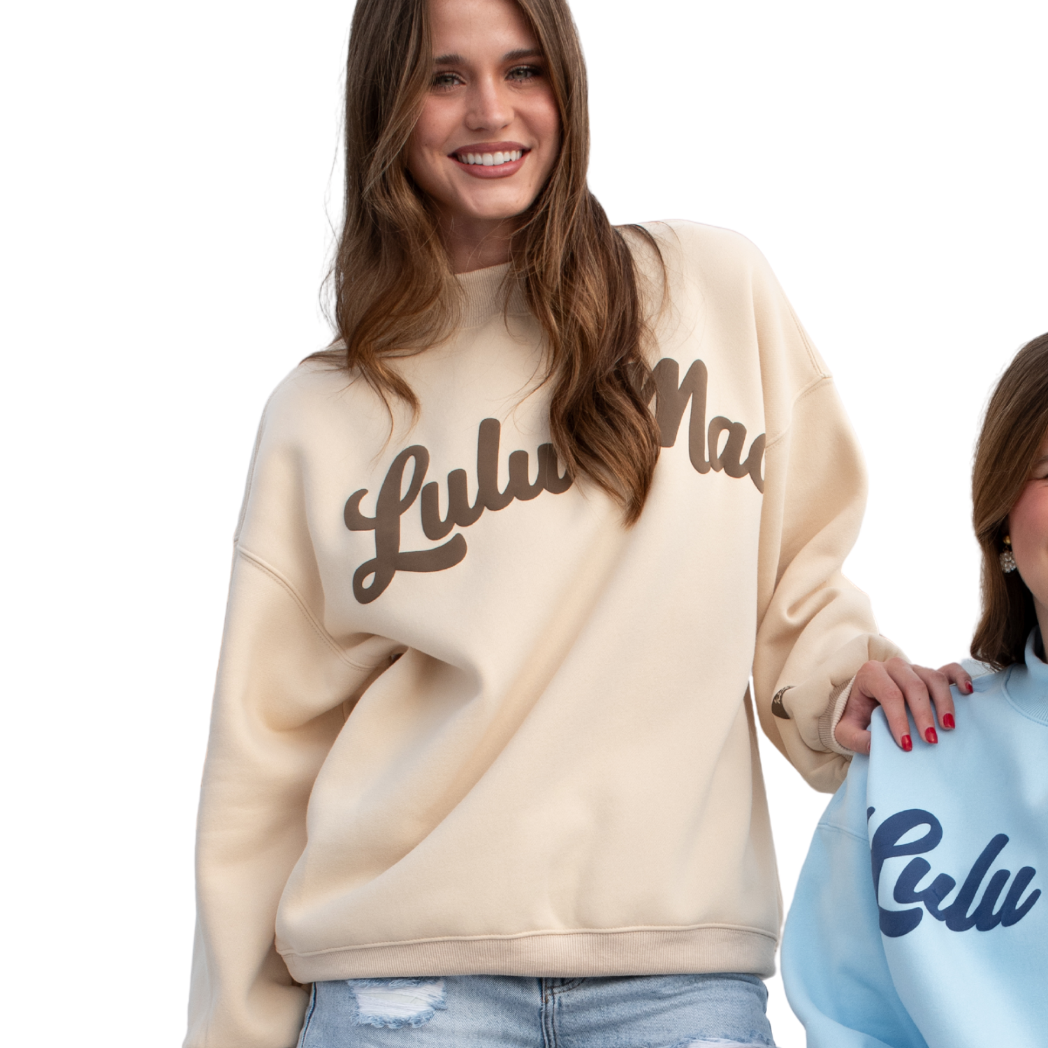 LM-SW-1020 Cream Sweatshirt/Brown Script