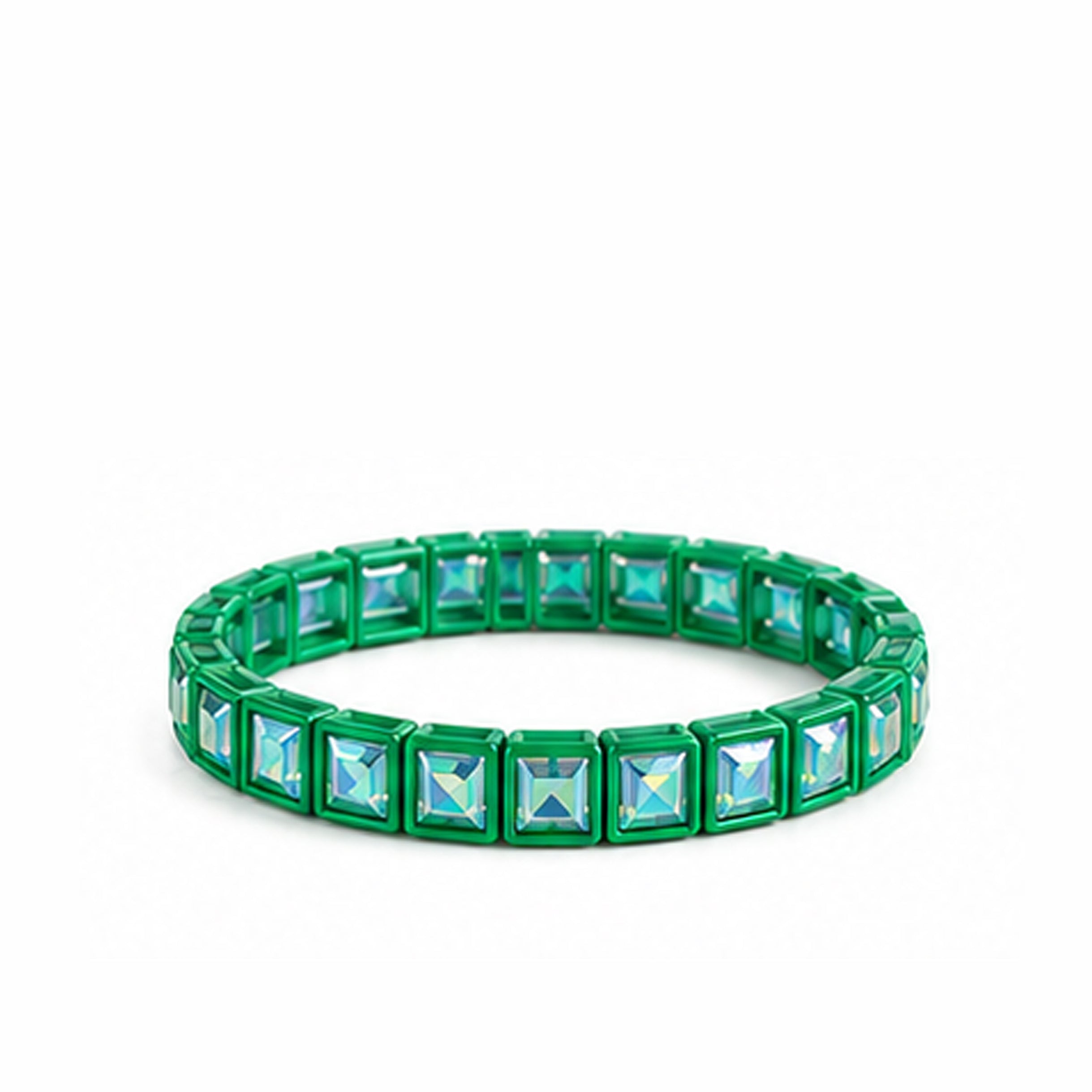 BR-RS-1002  Green Rhinestone Bracelet